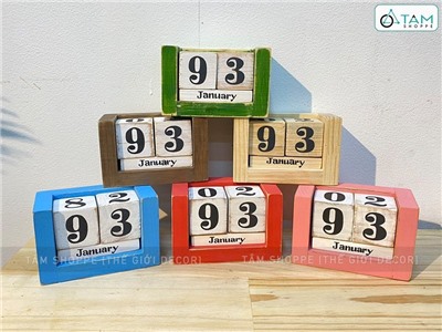 Lịch gỗ để bàn vạn niên vẽ tay kiểu đơn giản LICH-01